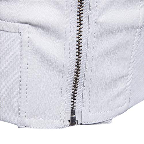 Discountl - Chaqueta de piel sintética con capucha para hombre Blanco blanco XL