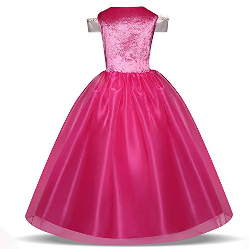 Disfraz de princesa de las niñas Cosplay de la bella durmiente (rosa, 3-10 años)(120cm)