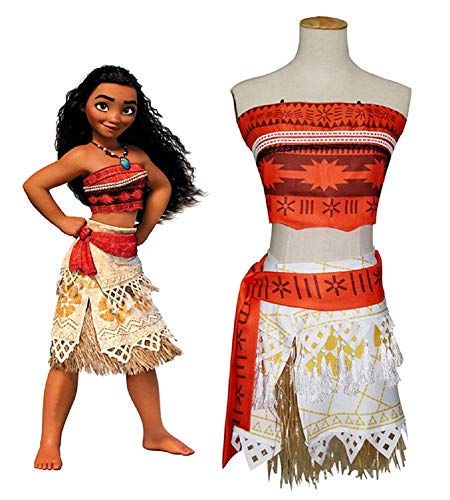 Disfraz Vaiana Moana – Completo – Incluye Collar – Niña – Disfraz para niños – Halloween – Carnaval – Cosplay – Talla 100 – Idea regalo original