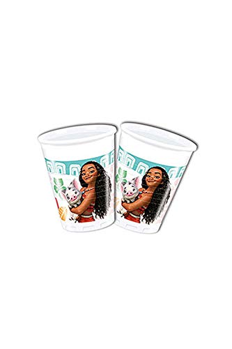 Disney 49767 Moana Vasos Decoración Plástico, 200 ml, Pack de 8