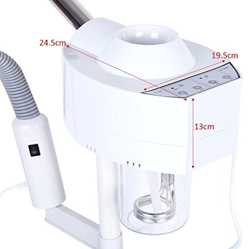 Dispositivo de vaporizador facial 2 en 1, lámpara de vaporizador facial LED 5X con lupa, máquina de belleza de ozono caliente, equipo de belleza para el cuidado de la piel para uso en el hogar de Salo