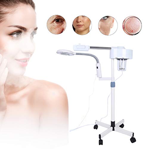 Dispositivo de vaporizador facial 2 en 1, lámpara de vaporizador facial LED 5X con lupa, máquina de belleza de ozono caliente, equipo de belleza para el cuidado de la piel para uso en el hogar de Salo