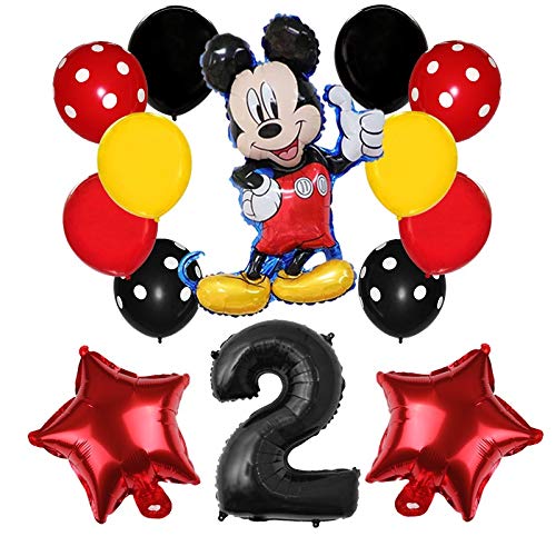 Djujiabh Globo 14pcs Globos Ducha Fiesta de cumpleaños de Mickey Mouse Decoración bebé de 32 Pulgadas Globo Número del Lunar Globos (Color : Minnie 2)