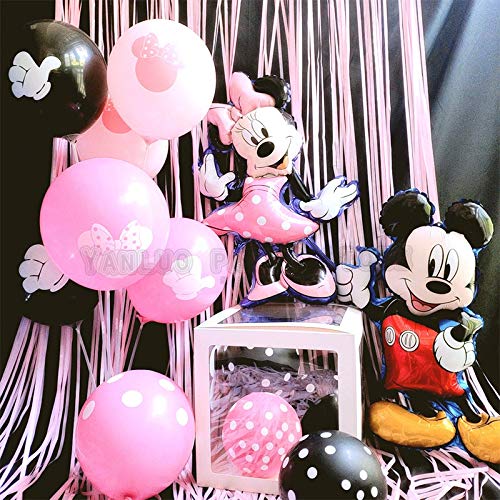 Djujiabh Globo 14pcs Globos Ducha Fiesta de cumpleaños de Mickey Mouse Decoración bebé de 32 Pulgadas Globo Número del Lunar Globos (Color : Minnie 2)