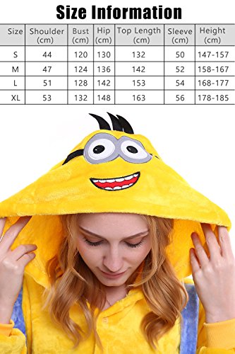 Dolamen Adulto Unisexo Onesies Kigurumi Pijamas, Mujer Hombres Traje Disfraz Animal Pyjamas, Ropa de Dormir Halloween Cosplay Navidad Animales de Vestuario (Large (65 "-68.8"), Minions)