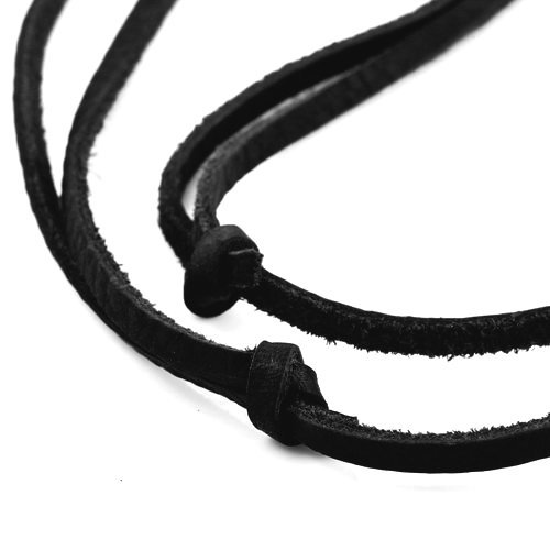 DonDon Collar de Cuero de Color Negro con Colgante Anillos para Hombres en Bolsa de Terciopelo de Color Negro