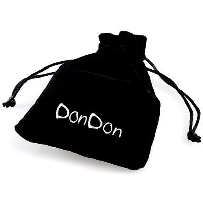 DonDon Collar de Cuero de Color Negro con Colgante Anillos para Hombres en Bolsa de Terciopelo de Color Negro