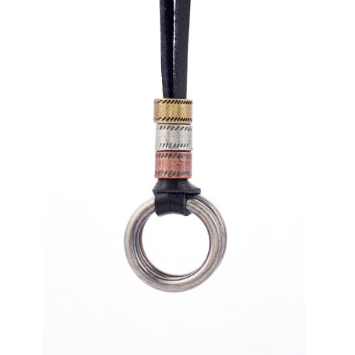 DonDon Collar de Cuero de Color Negro con Colgante Anillos para Hombres en Bolsa de Terciopelo de Color Negro