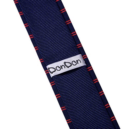 DonDon corbata de punto estrecha de color - azul oscuro rojo rayado