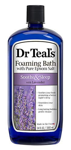 Dr Teal's Pure Epsom - Baño espumoso para calmar y dormir con lavanda, 1 litro