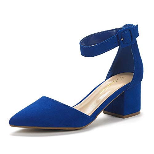 Dream Pairs Annee Zapatos de Tacón Bajo Ante para Mujer Azul Real 41.5 EU/11 US