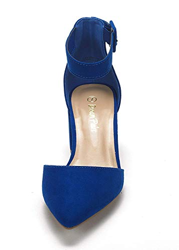 Dream Pairs Annee Zapatos de Tacón Bajo Ante para Mujer Azul Real 41.5 EU/11 US