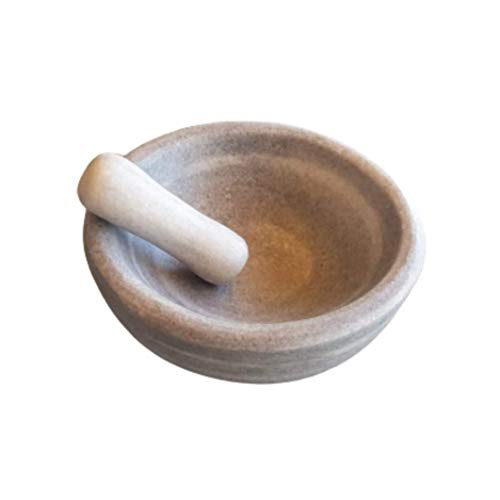 Dreamstone MOLCAJETE - Mortero Mexicano de Piedra Natural mármol Gris Macael (15cm)