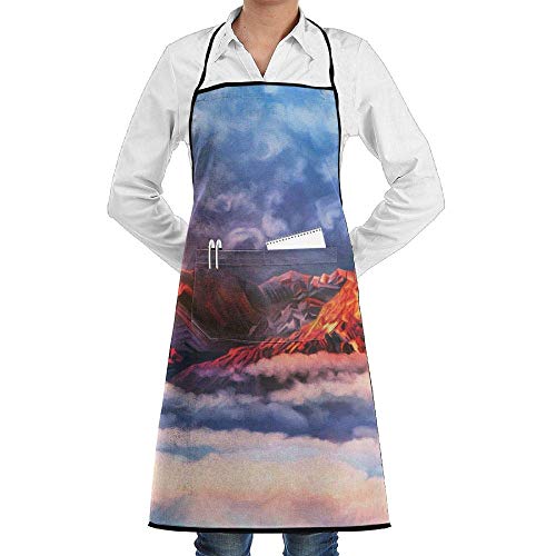 Drempad Cocina Chef Babero Delantal Mountain Scenery Neck Waist Tie Center Kangaroo Pocket Waterproof