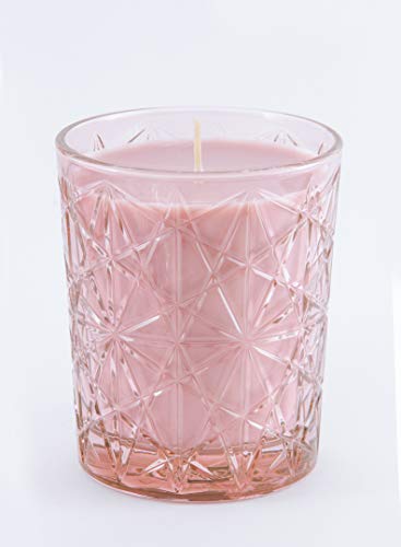 Driada -VIDRO Lounge Rosa con acrilico Paris,Vela Perfumada/Aromática, Vaso de Vidrio, para Regalo, Decoración y Hogar