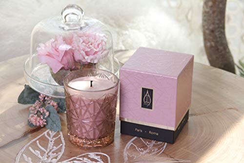 Driada -VIDRO Lounge Rosa con acrilico Paris,Vela Perfumada/Aromática, Vaso de Vidrio, para Regalo, Decoración y Hogar
