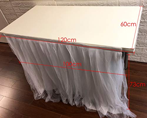 DSstyles 100cm X 80cm Mantel de Mesa de Tul Falda Cubierta de Mesa para la decoración del Banquete de Boda (Blanco)