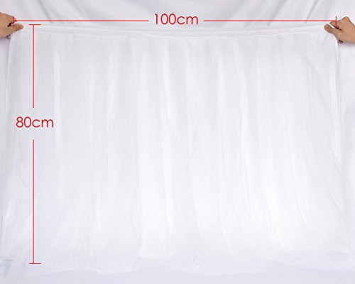 DSstyles 100cm X 80cm Mantel de Mesa de Tul Falda Cubierta de Mesa para la decoración del Banquete de Boda (Blanco)
