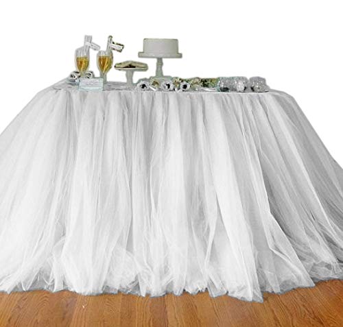 DSstyles 100cm X 80cm Mantel de Mesa de Tul Falda Cubierta de Mesa para la decoración del Banquete de Boda (Blanco)