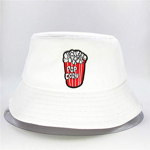 Dthlay Sombreros con letras de palomitas de maíz bordado cubo sombrero de pescador sombrero de viaje al aire libre sombrero de sol sombrero para hombres y mujeres-blanco_2-6_years_old
