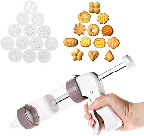 DUDDP Cocina Molde Consejos de decoración de Galletas Press Kit del Arma Máquina for Hornear la Torta de formación de Hielo Gun Plus 13 moldes de cocción Kit con 6 boquillas Herramienta de la Cocina