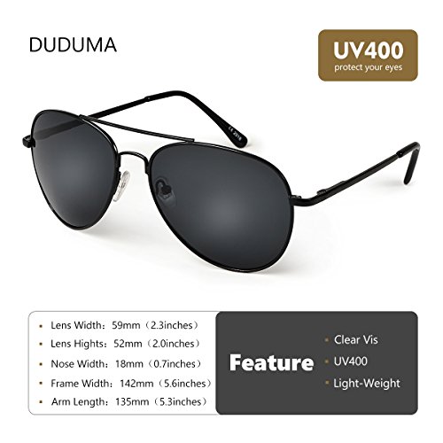 Duduma Lente Antirreflejante Completo UV400 Gafas de Sol con Diseño de Moda Retro Para Hombre y Para Mujer.