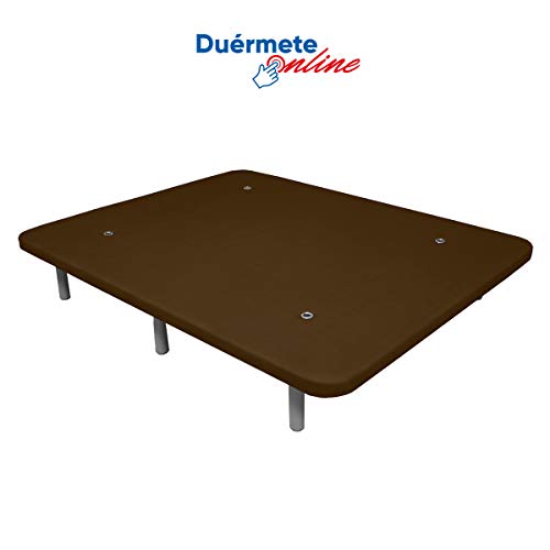 Duérmete Online Pack Ahorro Cama Completa y colchón viscoelástico Premium + Base Tapizada, Chocolate, 90 x 190