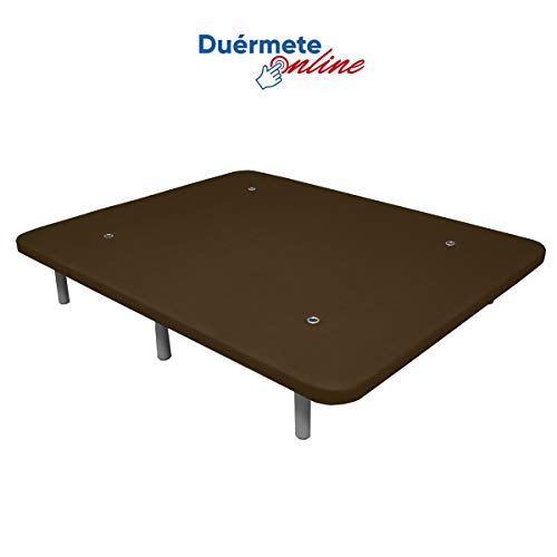 Duérmete Online Pack Ahorro Colchón Viscoelástico Goa Reversible + Base Tapizada 3D Reforzada 5 Barras de Refuerzo y Válvulas de Ventilación con 6 Patas, Chocolate, 90x180