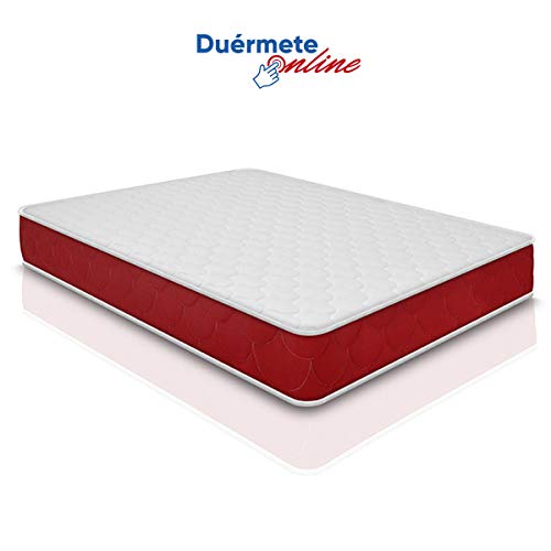 Duérmete Online Pack Ahorro Colchón Viscoelástico Lite Reversible + Base Tapizada 3D Reforzada 5 Barras de Refuerzo y Válvulas de Ventilación con 6 Patas, Chocolate, 135x180