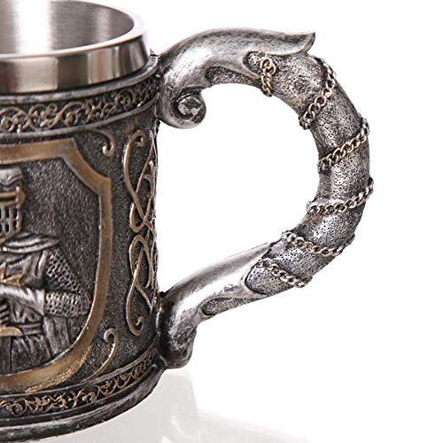 DULALA Taza Cerveza Stein Taza de café Medieval Templario Cruzado Caballero Taza Traje de Armadura Caballero de la cruzTankard Copas de Vino Vajilla Cristalería