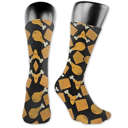 Dydan Tne Calcetines de tripulación para Hombre Calcetines de gofres de Pollo Tartas Novedad Calcetines de compresión para Gimnasio de Viaje de Tobillo para Adolescentes Unisex