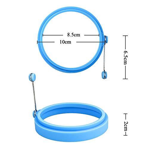 E-More - 6 anillos de silicona para huevos, 10 cm para huevos, huevos, huevo cocinero de huevo, anillo de Mcmuffin, molde antiadherente para huevo frito de huevo, anillo de panqueque.