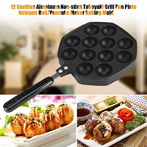 East buy Molde para Hornear, 12 cavidades de Aluminio Antiadherente Takoyaki Grill Pan Plate Pulpo Ball/Pancake Maker Molde para Hornear