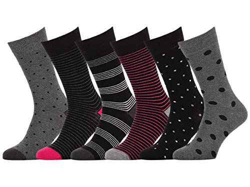 Easton Marlowe 6 PR Calcetines Estampados Hombre Mujer - 6pk #31, Mixto - colores neutros y brillantes, 39-42 UE