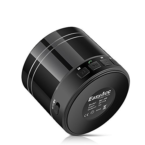 EasyAcc Altavoz Bluetooth Portátil Recargable con Micrófono FM Ranura para Tarjeta Micro SD para MP3 Smartphones Tablets iPad PC Negro