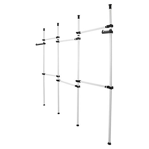 EBTOOLS Perchero de Ropa Perchero Telescópico para Colgar Ropa Carril de Ropa Armario de Prenda con Gancho, Altura Ajustable 246-320cm Ancho Ajustable 230-330cm