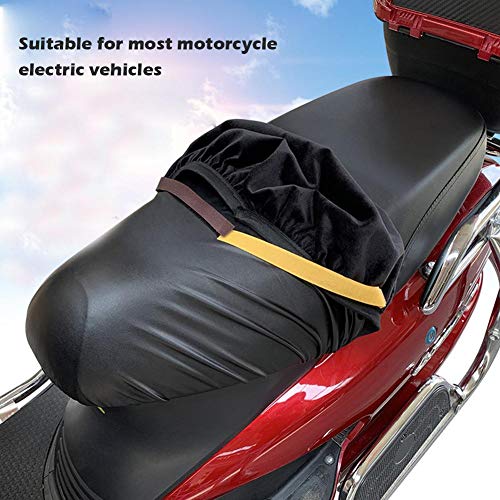 Ecisi Funda de Asiento de Motocicleta de diseño de Terciopelo y Cuero de Doble Cara 2 en 1, Protector de Cubierta de Asiento de Moto Universal Resistente al Desgaste para Todas Las Estaciones