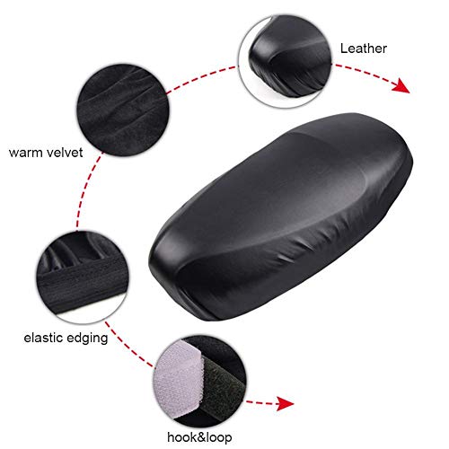 Ecisi Funda de Asiento de Motocicleta de diseño de Terciopelo y Cuero de Doble Cara 2 en 1, Protector de Cubierta de Asiento de Moto Universal Resistente al Desgaste para Todas Las Estaciones