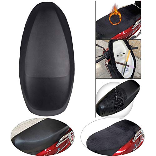 Ecisi Funda de Asiento de Motocicleta de diseño de Terciopelo y Cuero de Doble Cara 2 en 1, Protector de Cubierta de Asiento de Moto Universal Resistente al Desgaste para Todas Las Estaciones