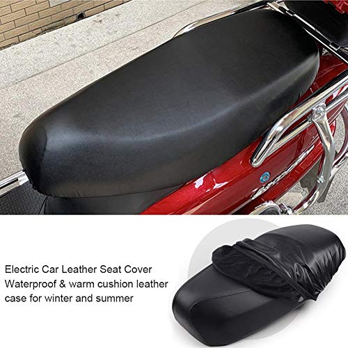 Ecisi Funda de Asiento de Motocicleta de diseño de Terciopelo y Cuero de Doble Cara 2 en 1, Protector de Cubierta de Asiento de Moto Universal Resistente al Desgaste para Todas Las Estaciones