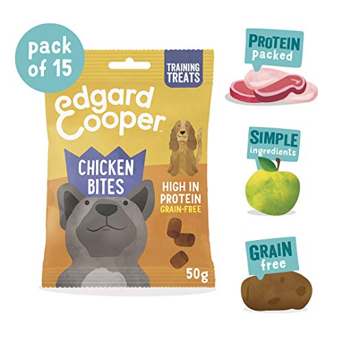 Edgard & Cooper chuches para Perros sin Cereales, con Pollo. Premios Naturales Ricos en proteínas hasta 85% de Carne cocinada al Horno con Ingredientes Simples. Pack de 15x50grs Bolsas Biodegradables