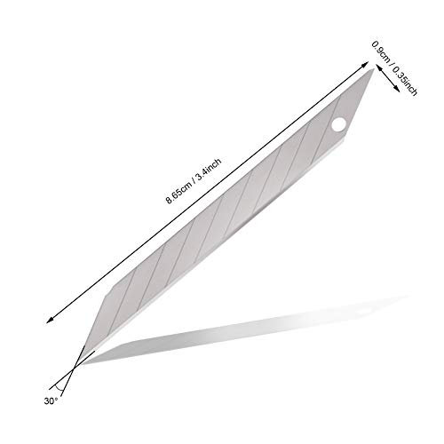 Ehdis Cuchillas de Repuesto para Cuchillos utilitarios Cortador de Caja de Afeitar retráctil de Acero al Carbono de 30 Grados de 9 mm, 50 Piezas