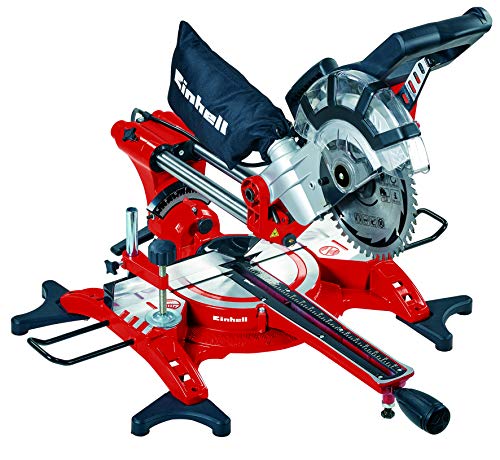 Einhell 4300835 TC-SM 2131 Dual - Ingletadora telescópica, 1500W-1800 W, inserto de mesa con escala, bolsa colectora, 5000 rpm, 230 V