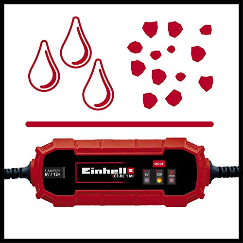 Einhell CE-BC 1 M, Cargador de baterías (con control por microprocesador para los más distintos tipos de baterías, entre otros automóviles/motos, corriente de carga máx. 1 amperio)