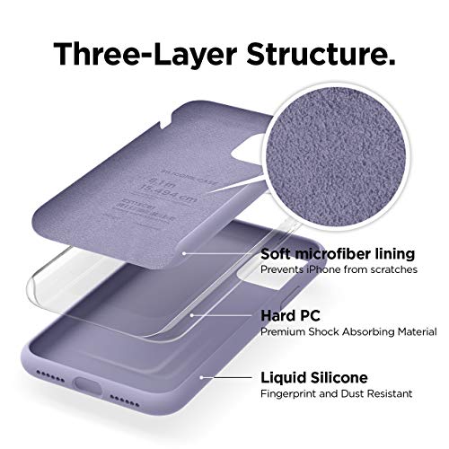 elago Funda Silicona líquida Compatible con Apple iPhone 11 (6.1") - Premium Silicone, Protección de Cuerpo Completo : Estructura de 3 Niveles, Labio Elevado para Pantalla y cámara (Gris Lavanda)