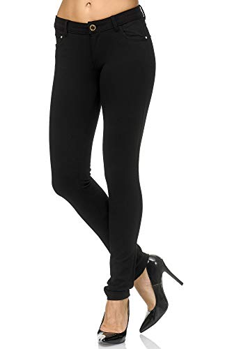 Elara Pantalón Elástico para Mujer Skinny Fit Jegging Chunkyrayan Negro A2488 Black 34 (XS)