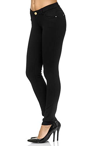 Elara Pantalón Elástico para Mujer Skinny Fit Jegging Chunkyrayan Negro A2488 Black 34 (XS)