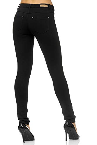 Elara Pantalón Elástico para Mujer Skinny Fit Jegging Chunkyrayan Negro A2488 Black 34 (XS)