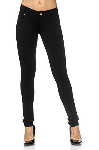 Elara Pantalón Elástico para Mujer Skinny Fit Jegging Chunkyrayan Negro A2488 Black 34 (XS)