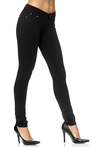 Elara Pantalón Elástico para Mujer Skinny Fit Jegging Chunkyrayan Negro A2488 Black 34 (XS)